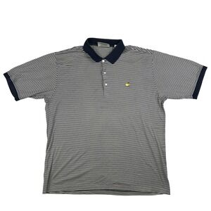 Augusta National Golf Shop Polo Shirt Mens XL Striped Navy Blue‎ Masters Logo